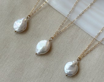 Charm Necklace Chunky Pearl Necklace Forever 21 Baroque Coin Pearl