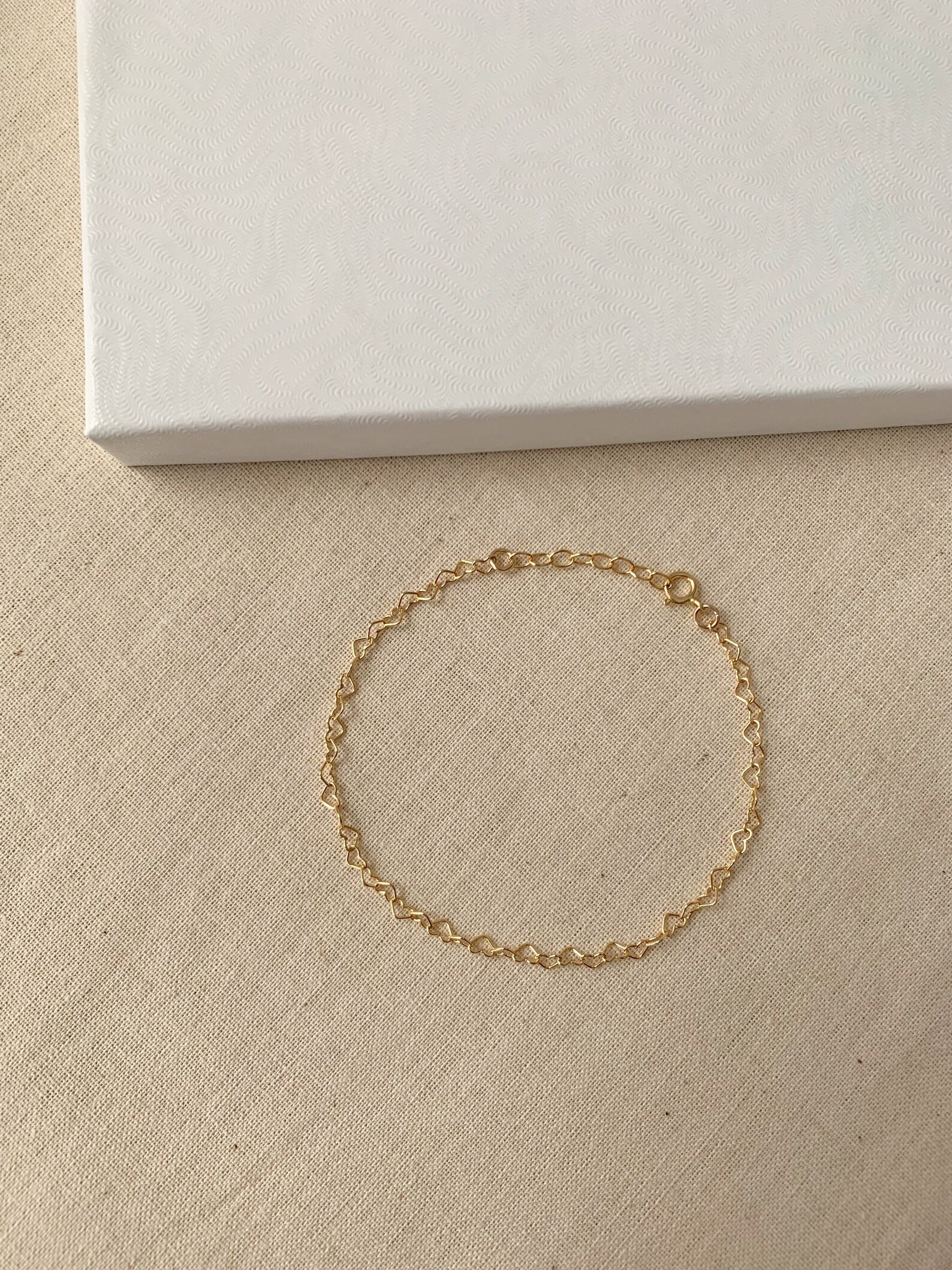 14K Gold Heart Chain Bracelet Gold Filled Heart Bracelet Etsy