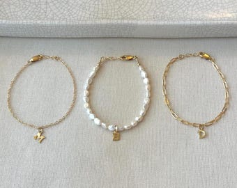 Personalized Pearl Initial Bracelet: 14K Gold Filled Beaded Letter Jewelry