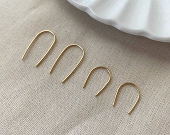 14K Gold Filled Threader Earrings, U Threader Earrings, Everyday Earrings, Minimalist Gifts, Horseshoe Threader, Dainty Gold Earrings