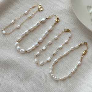 14K Gold Filled Pearl Bracelet Dainty Natural Pearl Bracelet - Etsy