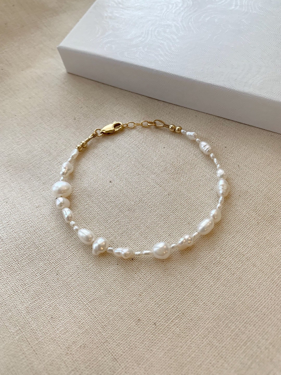 Freshwater Pearl Bracelet 14K Gold Filled Pearl Bracelet - Etsy