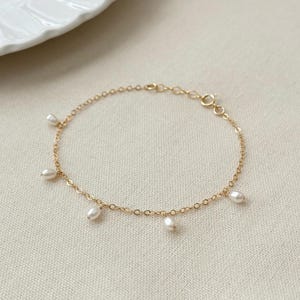 14K Gold Filled Seed Pearl Bracelet: Delicate Wedding Jewelry