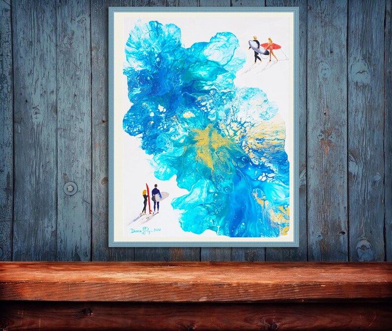 Surfboard Wall Art Surf Original Art Ocean Wall Art Abstract Etsy