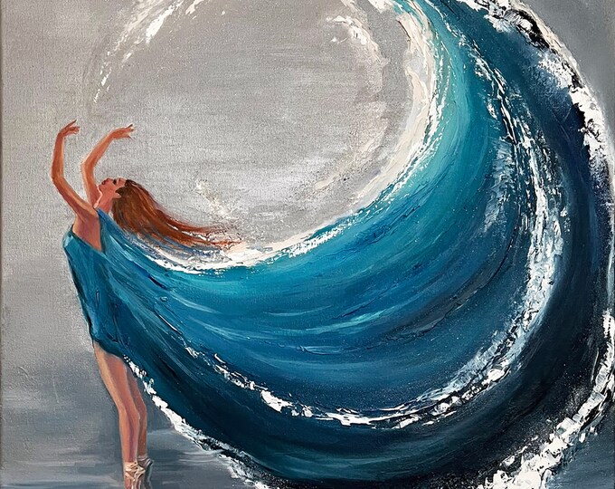 Ballerina Painting Ocean Original Art Ballet Dancer Oil Painting Zodiac ...