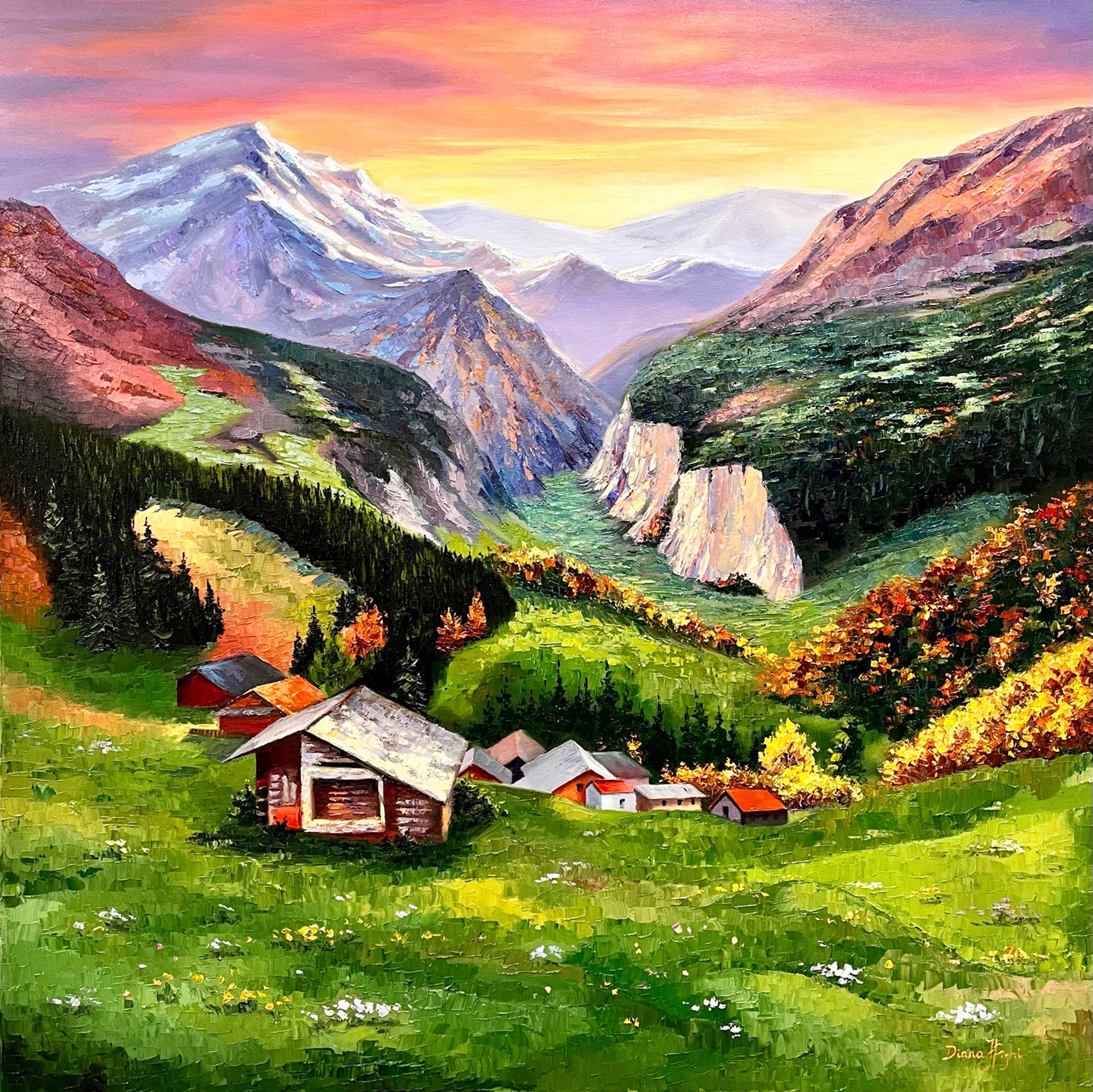 Amazon.com: Framed Mountain Landscape Wall Art, Nature Print