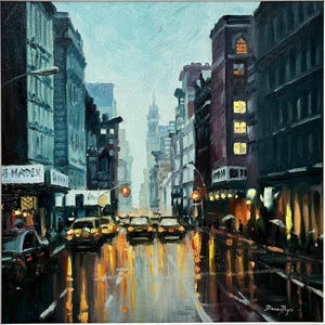 New York Painting NYC Skyline Original Art Framed Manhattan Oil Painting on Canvas Art New York Cityscape Urban Artwork 18&quot; by DianaPigniArt