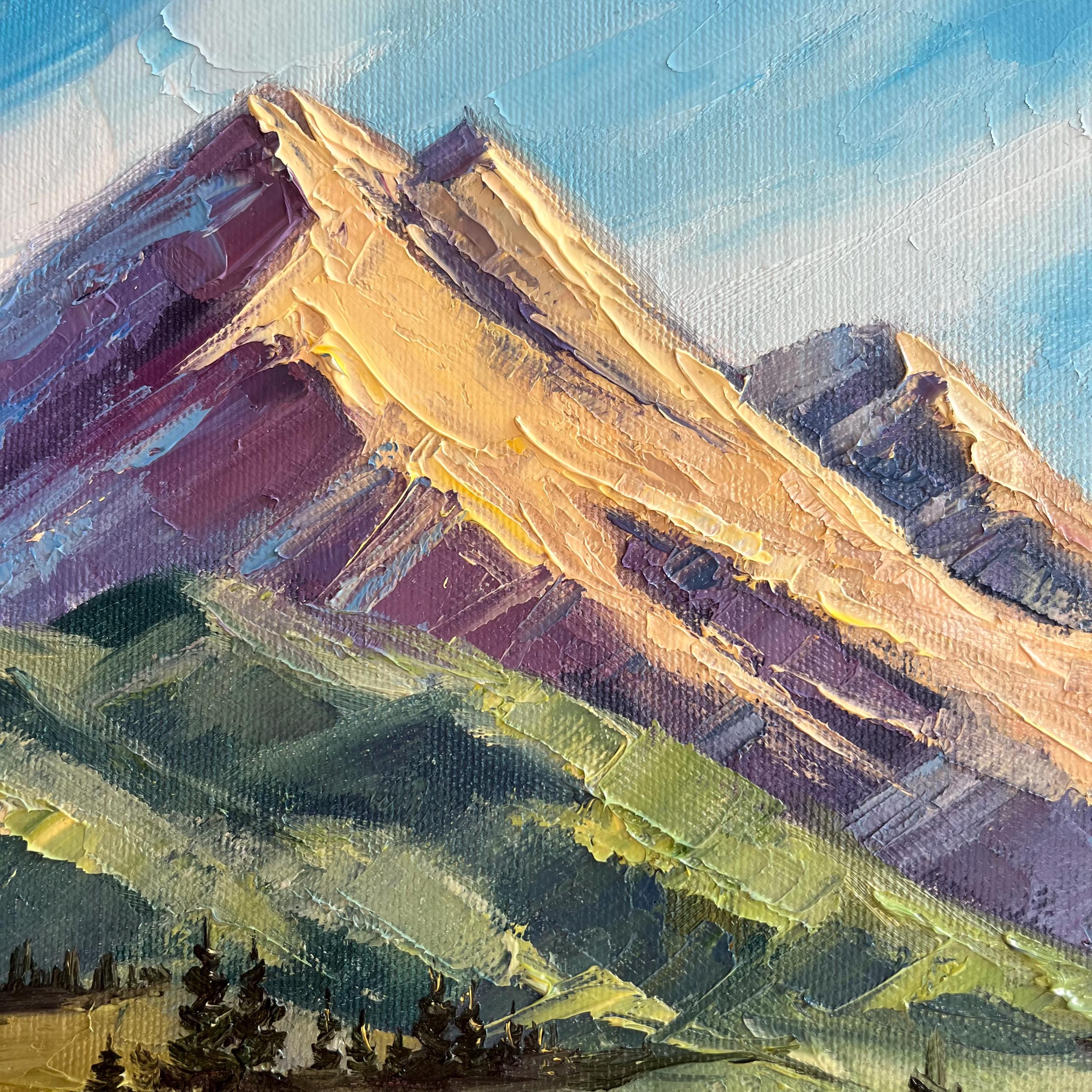 絵画 Lone Mountain Lone Mountain Montana Painting: Original Impasto Oil Painting