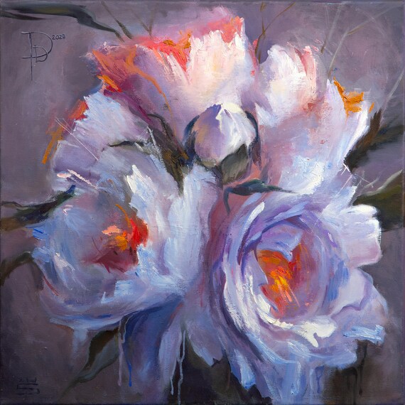 Peony Painting Floral Original Art Abstract Flower Painting Floral Wall Art 16 by 20 by ArtByBrencane Peony Painting Floral Original Art Abstract Flower Painting Floral Wall Art 16 by 20 by ArtByBrencane