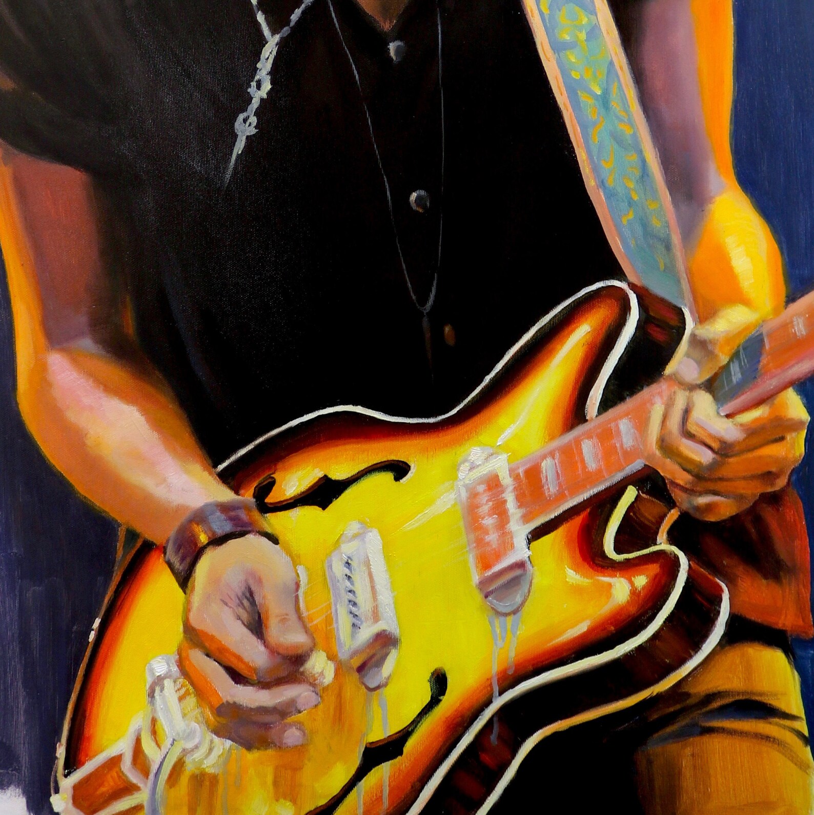 Guitar Painting Musician Original Art Large Painting 44 X Etsy Il 1588xN.3678010405 535c