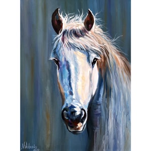 Horse Painting Animal Original Art Pet Painting 28 x 20" Hand Painted Horse Portrait Pet Oil Painting Horse Face Wall Art by NatalijaVolkova