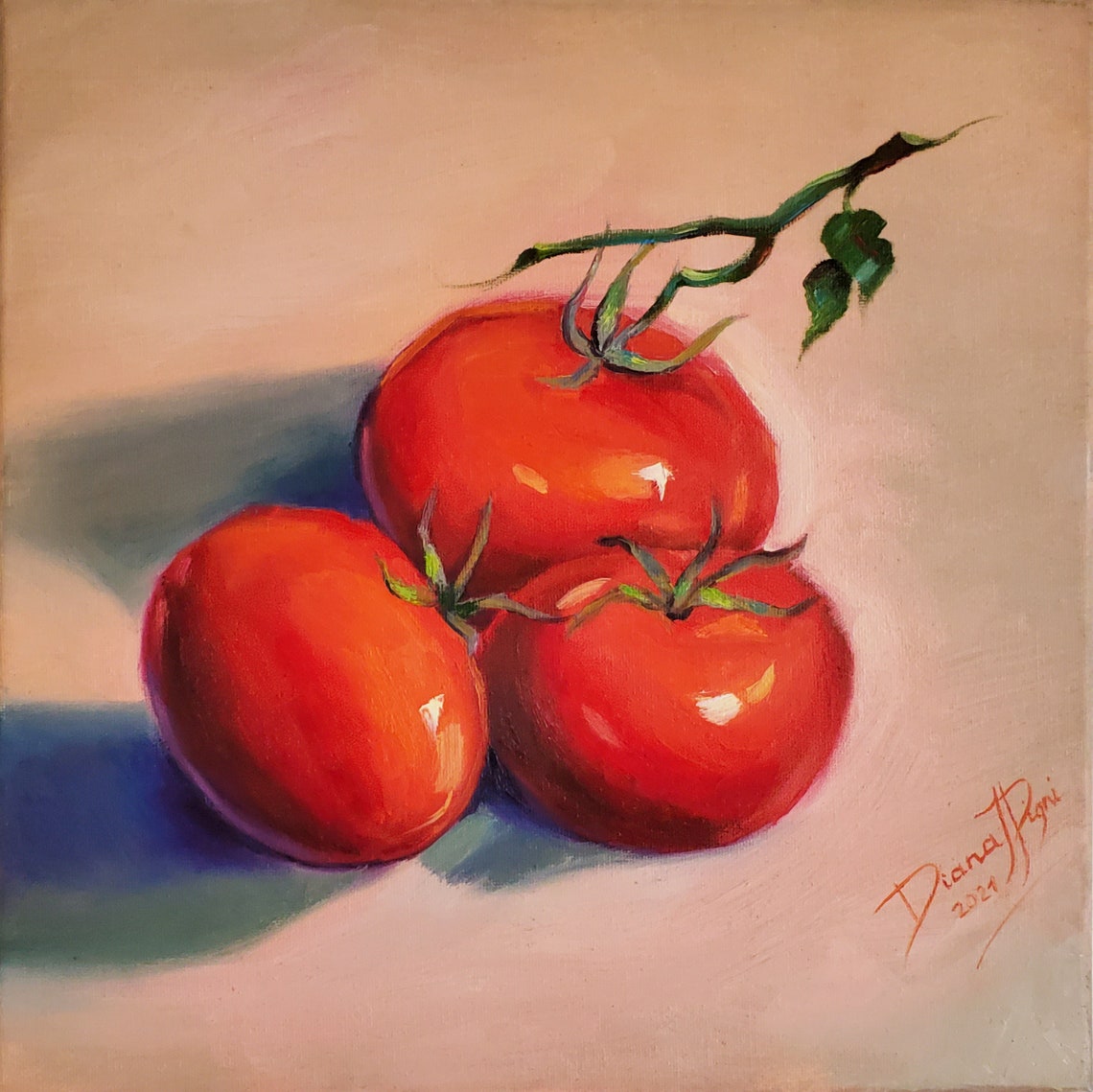 Tomato Painting Still Life Original Art Hand Painted Vegetable Etsy