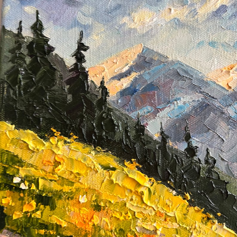 Colorado Painting Hiking Original Art 12 Rocky Mountains Impasto Oil Painting Wildflower Meadow Small Artwork by DianaPigniArt image 7