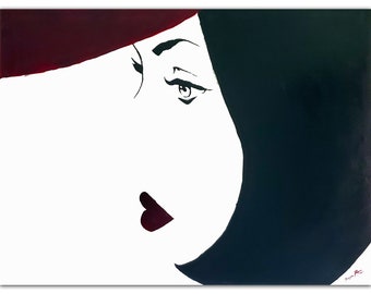 Woman Faceless Portrait: Original Impasto Oil Painting, Minimalist Art (32x24")