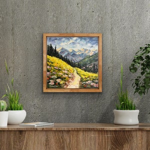 Colorado Painting Hiking Original Art 12 Rocky Mountains Impasto Oil Painting Wildflower Meadow Small Artwork by DianaPigniArt image 8