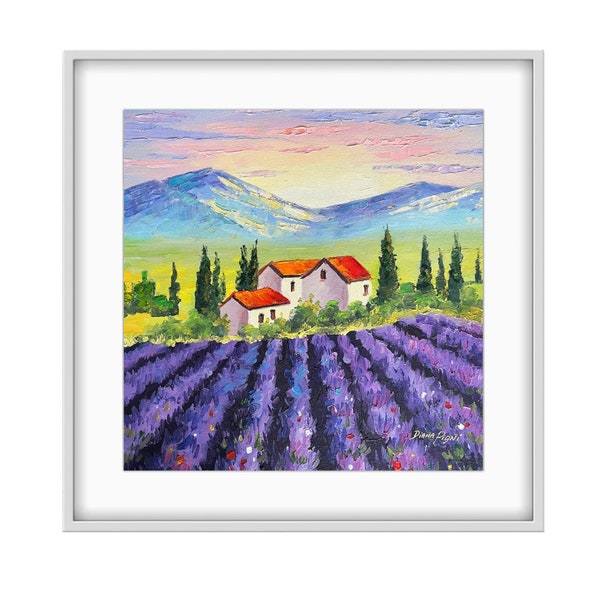 Tuscany Painting Lavender Field Original Art Framed Italy Impasto Oil Painting Hand Painted Artwork by DianaPigniArt