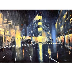 San Francisco Painting Cityscape Original Art 35 by 48&quot; Large Canvas California Painting Abstract City Skyline Wall Art by DianaPigniArt