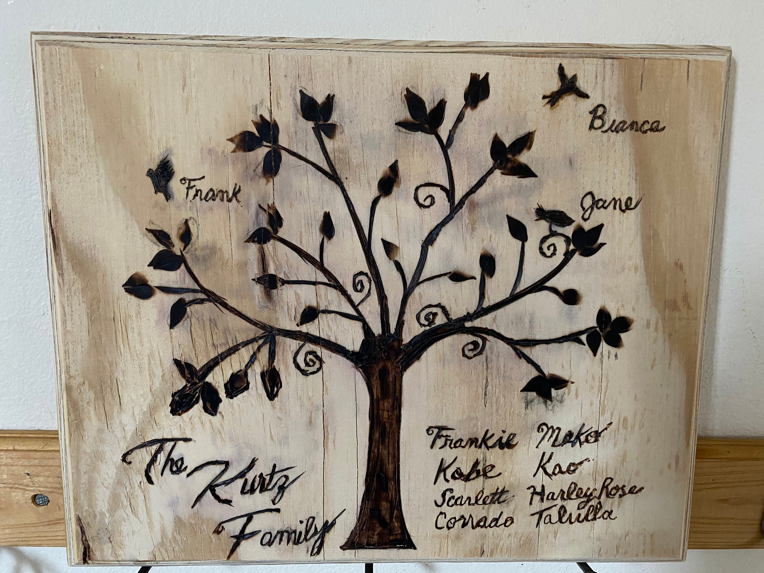 Wood Burned Family Tree Etsy