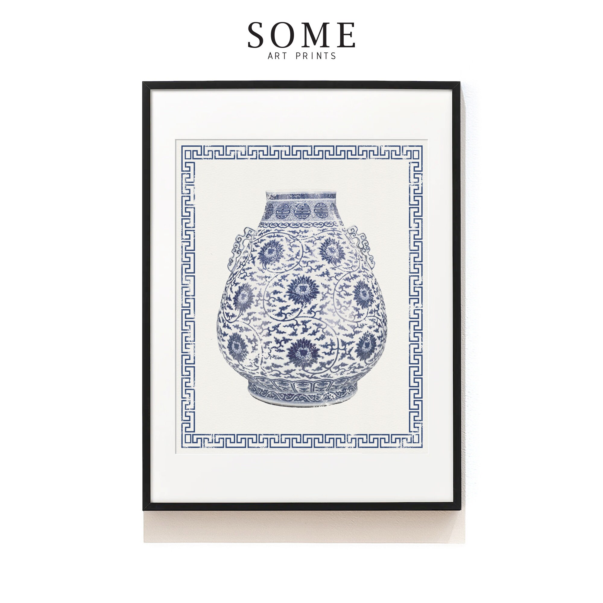sa-chinページ Oriental Porcelain Vase Print . Chinese Porcelain Print . Blue