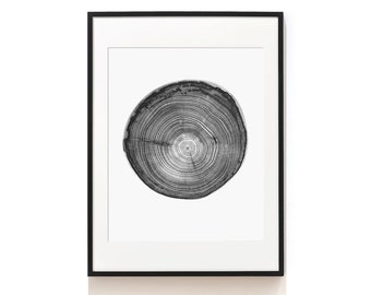 Tree Ring Print .  Wood Prints . Tree Ring Wall Art . Black and White Nature Prints . Tree Ring Art Print . Tree Stump Prints . SAP-AA0196