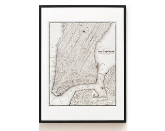 New York Map Print . Map Art . Map Wall Art . NYC Map Poster . NY Map Art . Vintage New York City Map Art . Manhattan Map Print . SAP-AA0120