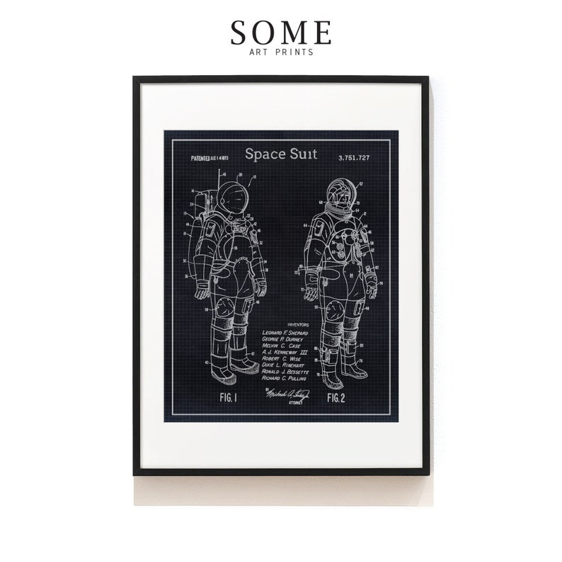 NASA Space Suit Patent Print 1973 . Astronaut Space Suit Print . Outer ...