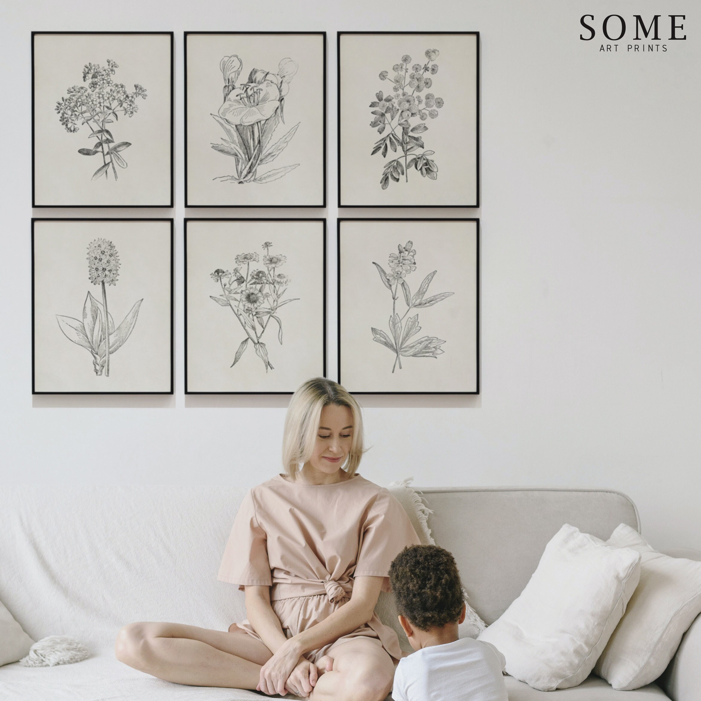 Botanical Print Set of 6 . Antique Flowers Art Prints . Vintage ...