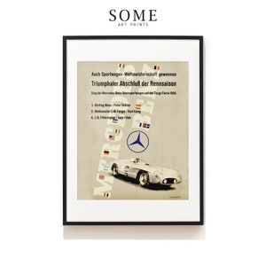 Vintage Mercedes Benz Poster . Car Racing Poster . Garage Decor . Targa Florio 1955 . Car Lovers Gift . Garage Poster . SAP-AA0210