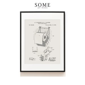 Toilet Paper Holder Patent Drawing . Bathroom Art . Toilet Paper Roll Art . Restroom Wall Art . Vintage Bathroom Decor . SAP-AP0276