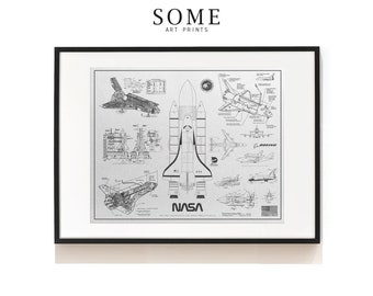 Space Shuttle Print . NASA Poster . Kid's Room Decor .  Space Shuttle Decor . Patent Prints . SAP-AA0091