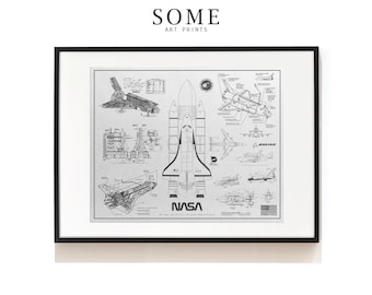 Space Shuttle Print . NASA Poster . Kid's Room Decor .  Space Shuttle Decor . Patent Prints . SAP-AA0091