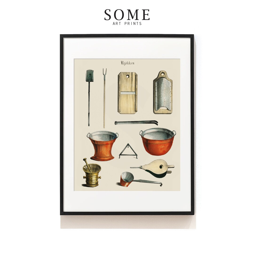 kitchen decor | kitchen prints | kitchen wall art |... Kitchenware Art Print . Kitchen and Dining Room Decor . Kitchen Wall ...