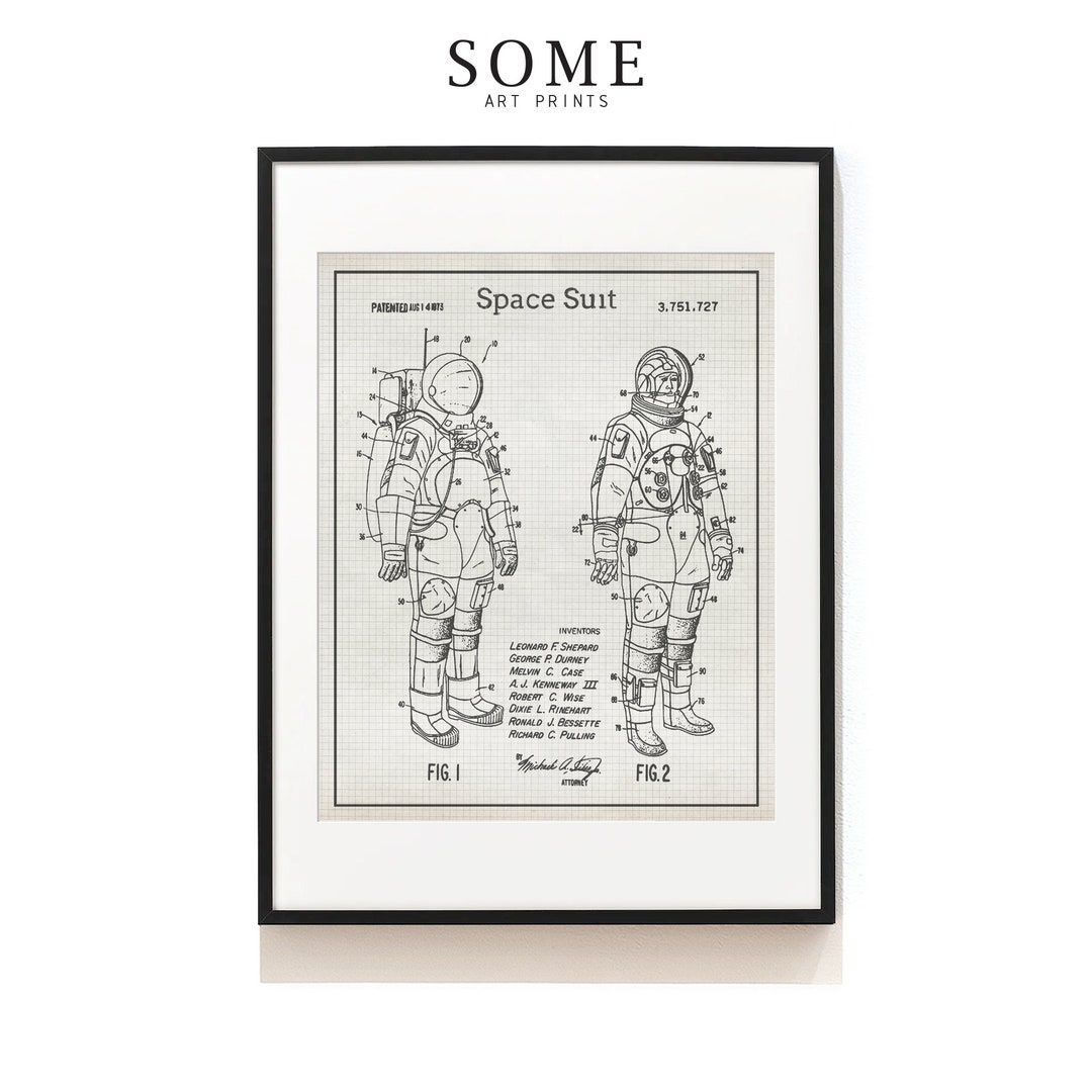 NASA Space Suit Patent Print 1973 . Astronaut Space Suit Print . Outer ...