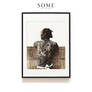 Japanese Art Print . Tattooed Japanese Man Print . Japanese Tattoo Photo Art Print . Tattooed Man Photo . Japanese Yakuza Photo . SAP-AA0191