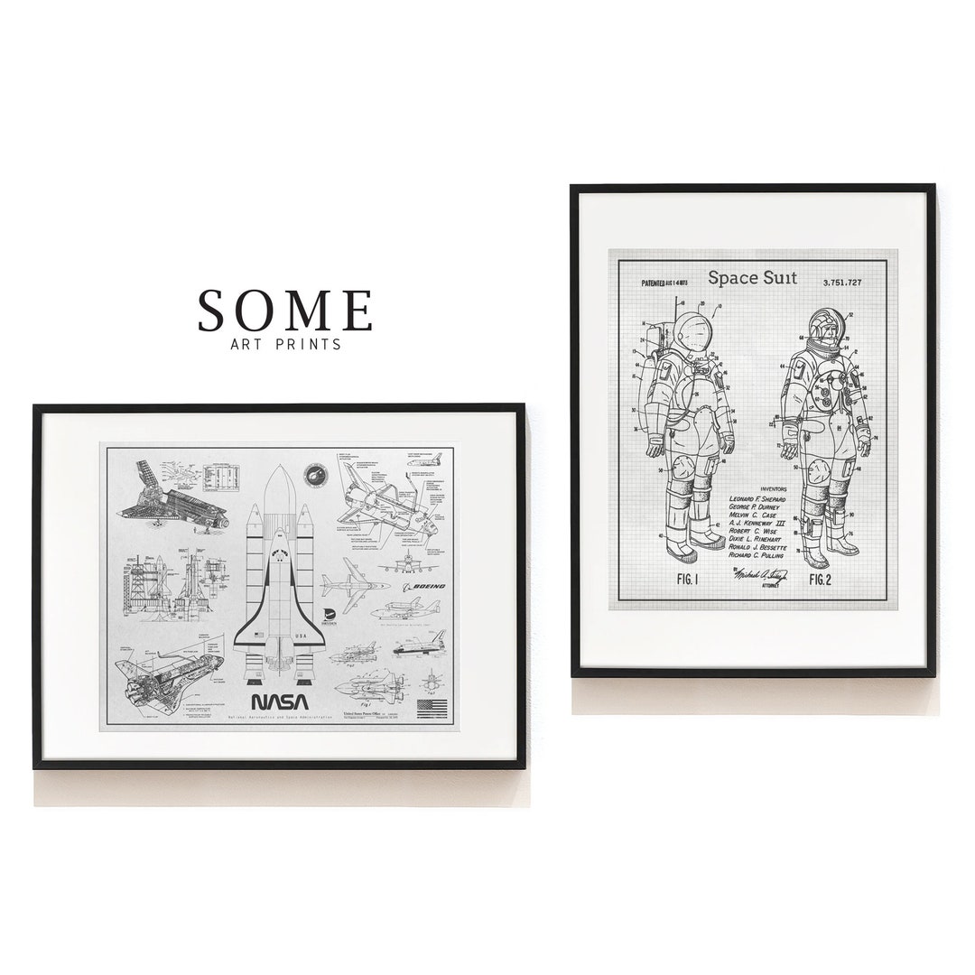 Space Shuttle & Astronaut Suit Patent Prints - Outer Space Wall Art ...