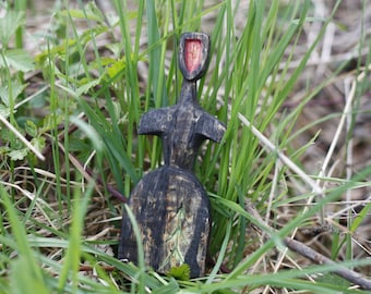 Wooden Statue of Sun Goddess/ Love Goddess/ Celtic Altar Idol