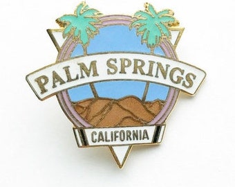 Retro Palm Springs California Hard Enamel Pin Vintage Remake