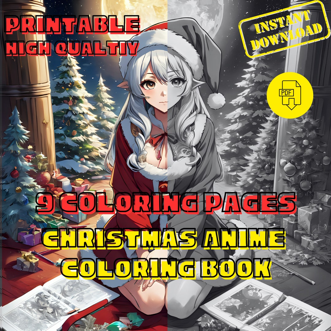Christmas Anime Coloring Book 9 Highquality Printable PDF Etsy
