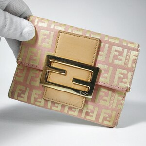 FENDI © Authentisches Damenleder | Stoff Geldbörse. Hergestellt Italien