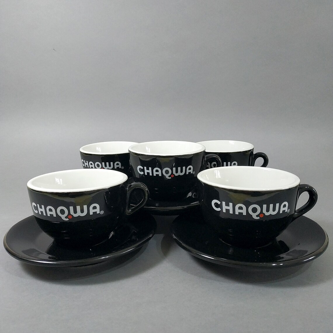 ACF CHAQWA © Espresso Cups & Saucers Set. Black Ceramic Coffee Etsy