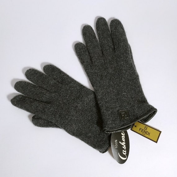 FENDI 100 CASHMERE. Chic Ladies Gloves With Leather Trim. Made in Italy Etsy