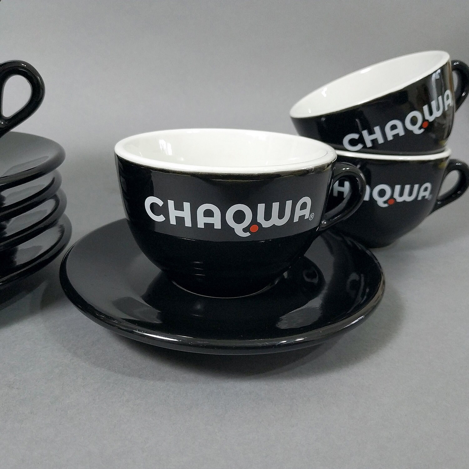 ACF CHAQWA © Espresso Cups & Saucers Set. Black Ceramic Coffee Etsy