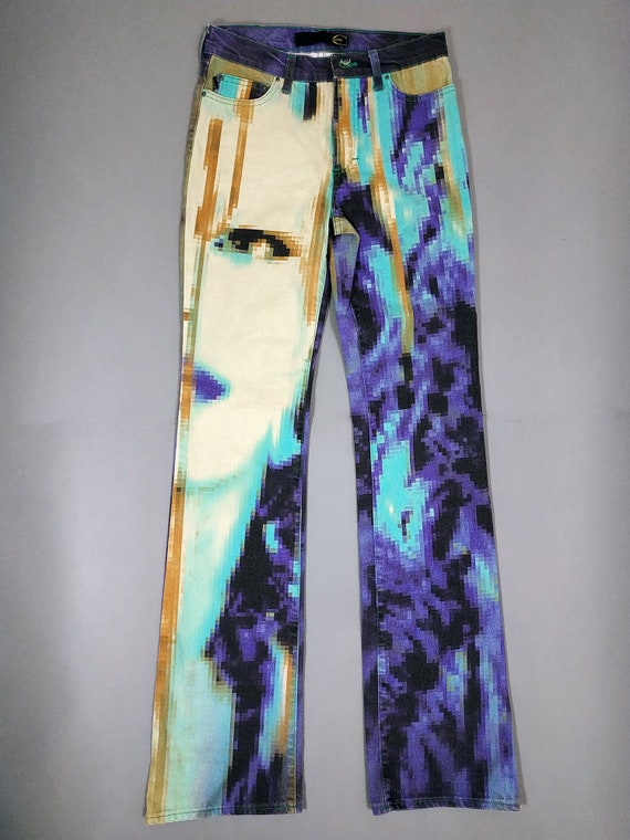 JUST CAVALLI Y2K PIXEL Denim. Vintage Jeans 90-s.