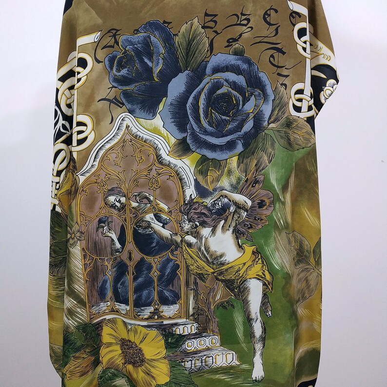 CUPID AND PSYCHE. Vintage Silk Scarf in Gothic Style. Handmade - Etsy