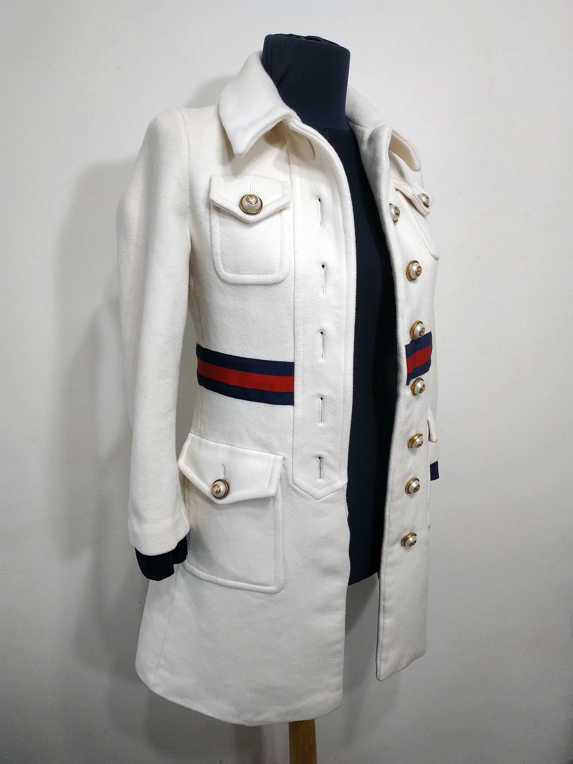 【関税&送料込】Gucci Gucci Ivoryy Wool Blend Coat Gucci Cosmogonie Belted Faux Fur-trimmed Wool-blend Coat in