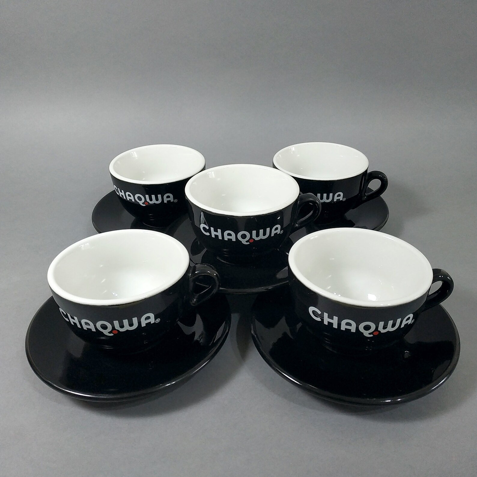 ACF CHAQWA © Espresso Cups & Saucers Set. Black Ceramic Coffee Etsy