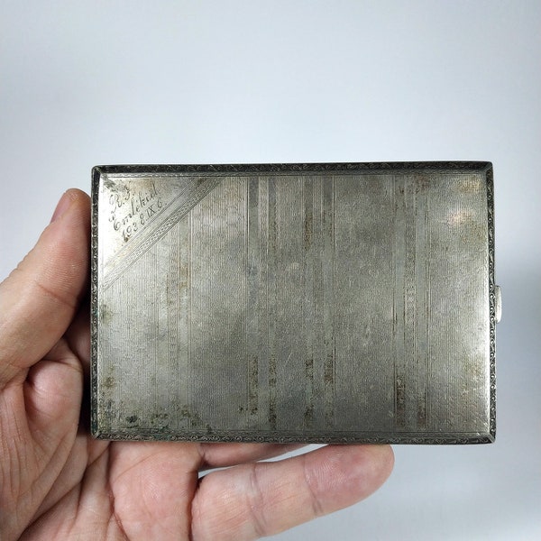 Antique Cigarette Case. Memorial Inscription. 1938. France