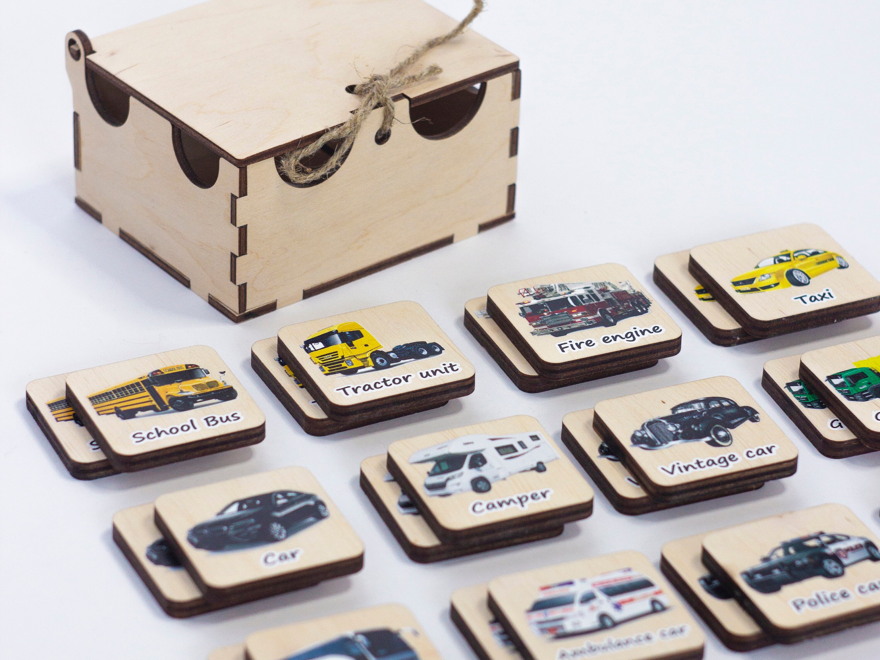 Montessori toys Car Wooden Memory Game Matching Card for Etsy