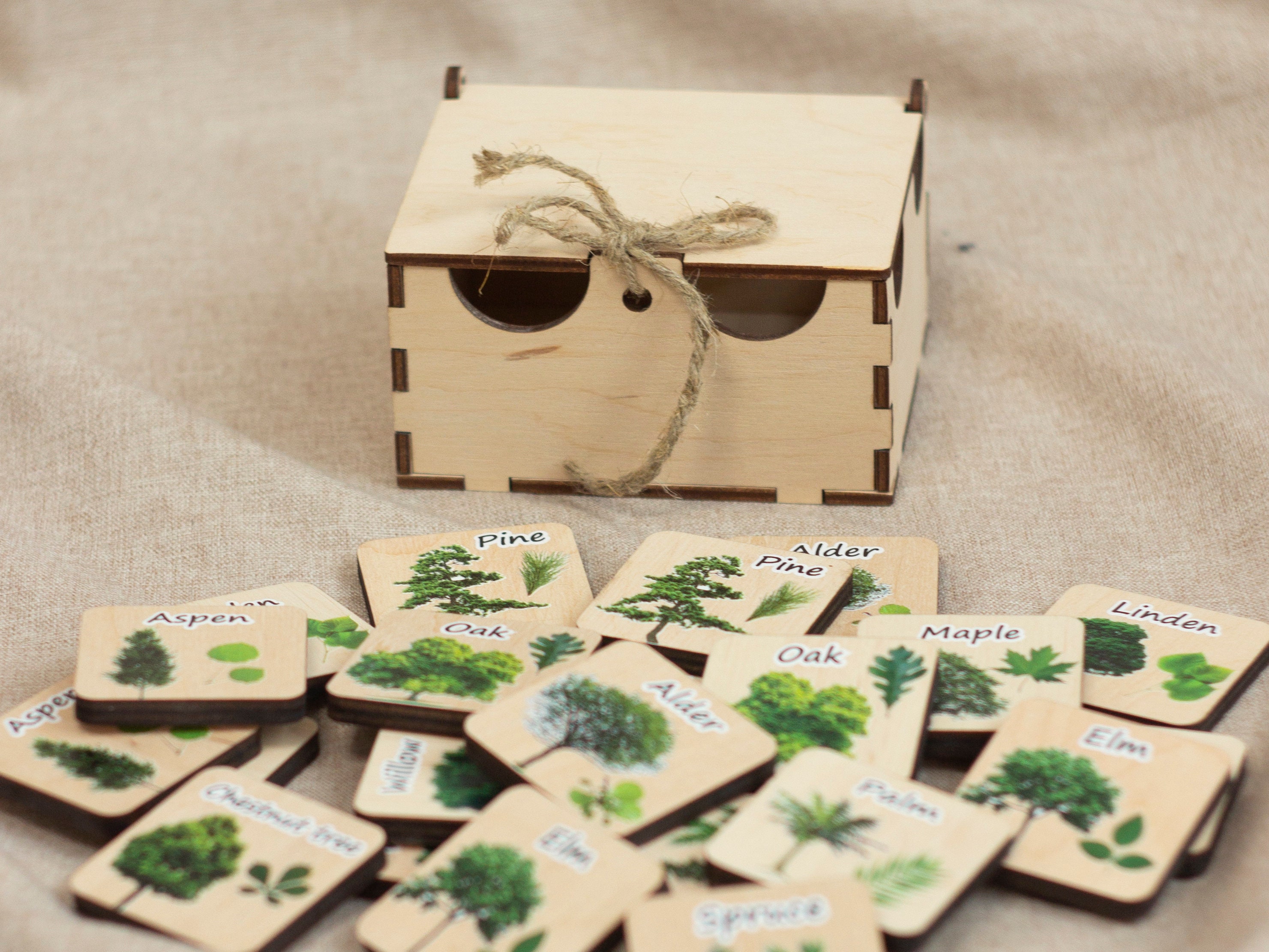 Wooden Memory Game Nature Trees Matching Cards Wood | Etsy