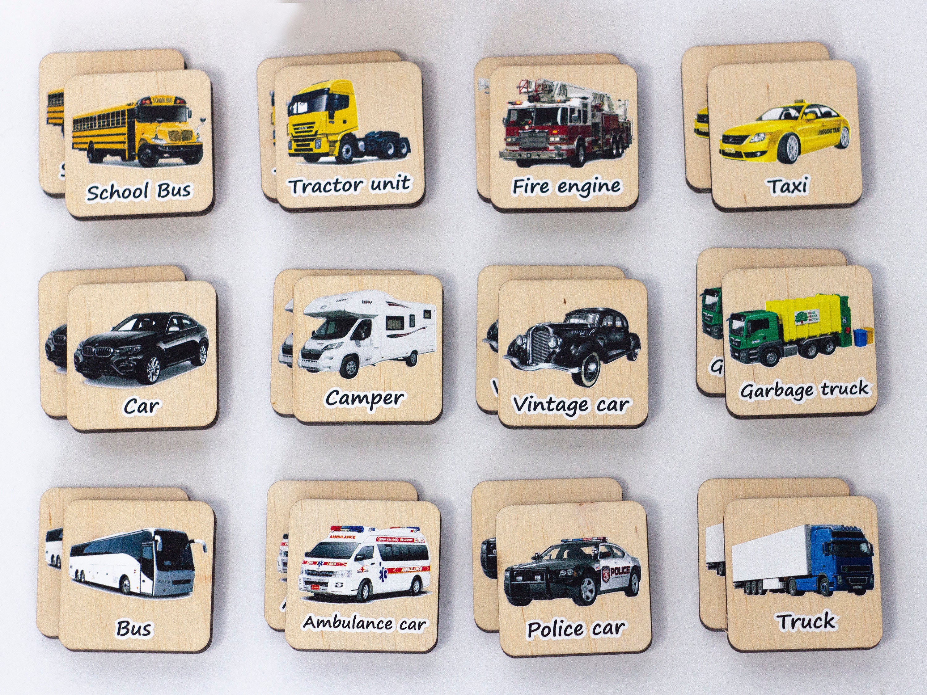 Montessori toys Car Wooden Memory Game Matching Card for Etsy